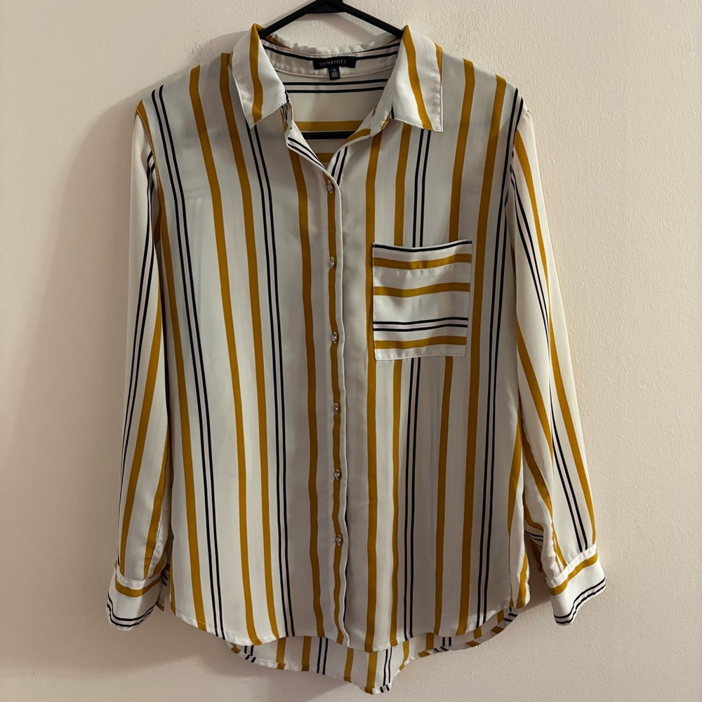 Dynamite Striped Button-Up Shirt taille M/L